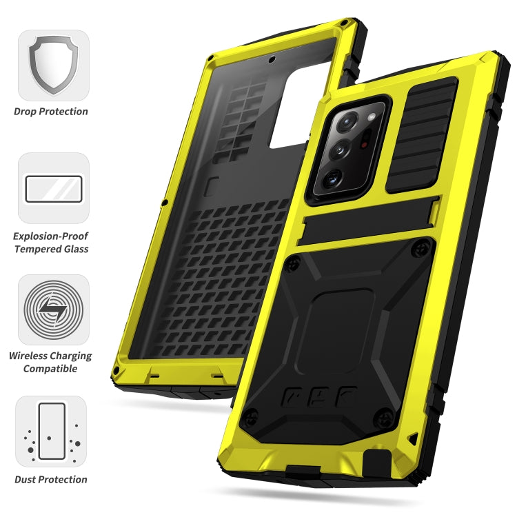 For Samsung Galaxy Note 20 Ultra R-JUST Shockproof Waterproof Dust-proof Metal + Silicone Protective Case with Holder(Yellow) - Galaxy Note20 Cases by R-JUST | Online Shopping South Africa | PMC TechLife