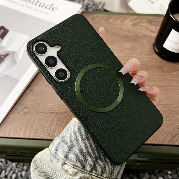 For Samsung Galaxy S25+ 5G CD Magsafe Magnetic Litchi Texture Phone Case(Green) - Galaxy S25+ 5G Cases by PMC TechLife | Online Shopping South Africa | PMC TechLife | Buy Now Pay Later Mobicred