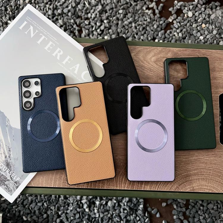 For Samsung Galaxy S25 Ultra 5G CD Magsafe Magnetic Litchi Texture Phone Case(Khaki) - Galaxy S25 Ultra 5G Cases by PMC TechLife | Online Shopping South Africa | PMC TechLife | Buy Now Pay Later Mobicred