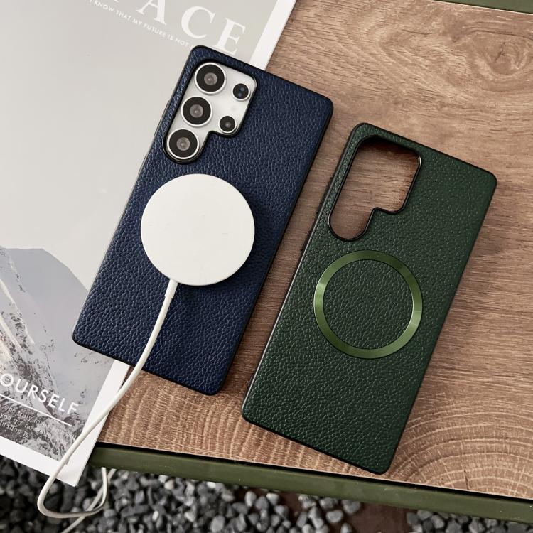 For Samsung Galaxy S25 Ultra 5G CD Magsafe Magnetic Litchi Texture Phone Case(Blue) - Galaxy S25 Ultra 5G Cases by PMC TechLife | Online Shopping South Africa | PMC TechLife | Buy Now Pay Later Mobicred