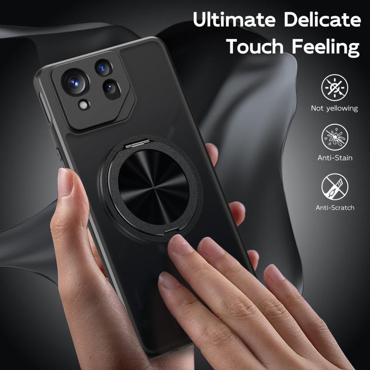 For Asus ROG Phone 8 Rotating Ring Holder TPU Hybrid PC Phone Case(Matte Black) - ASUS Cases by PMC TechLife | Online Shopping South Africa | PMC TechLife | Buy Now Pay Later Mobicred