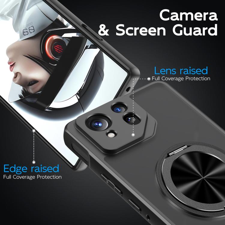 For Asus ROG Phone 8 Pro Rotating Ring Holder TPU Hybrid PC Phone Case(Matte Black) - ASUS Cases by PMC TechLife | Online Shopping South Africa | PMC TechLife | Buy Now Pay Later Mobicred