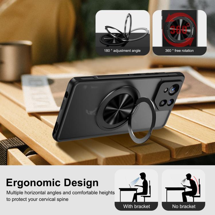For Asus ROG Phone 8 Pro Rotating Ring Holder TPU Hybrid PC Phone Case(Matte Black) - ASUS Cases by PMC TechLife | Online Shopping South Africa | PMC TechLife | Buy Now Pay Later Mobicred