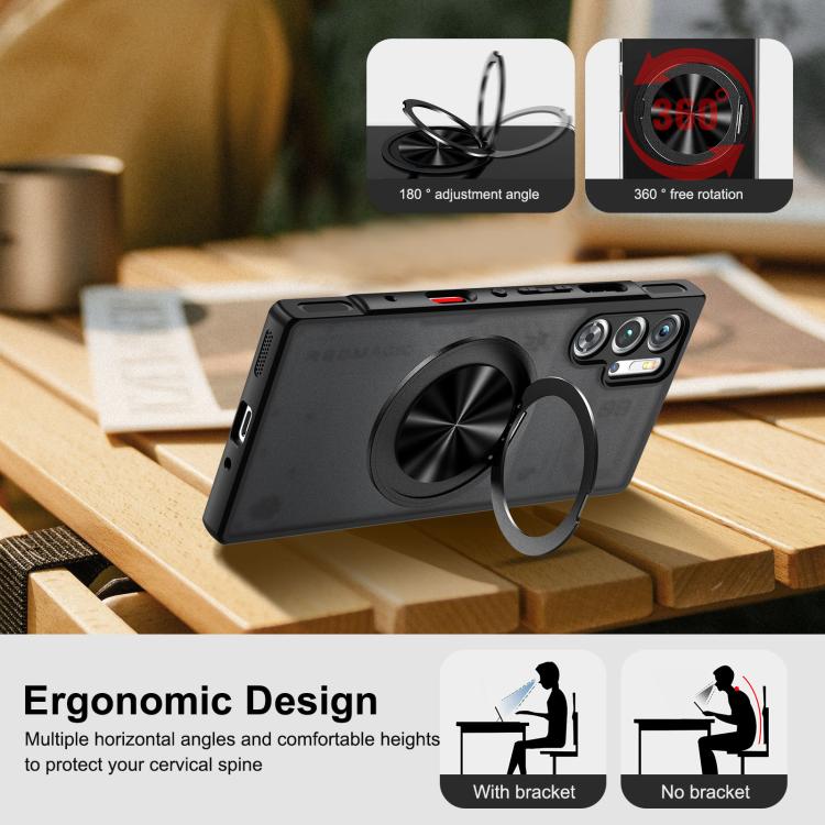 For ZTE nubia Red Magic 9 Pro+ Rotating Ring Holder TPU Hybrid PC Phone Case(Matte Black) - ZTE Cases by PMC TechLife | Online Shopping South Africa | PMC TechLife | Buy Now Pay Later Mobicred