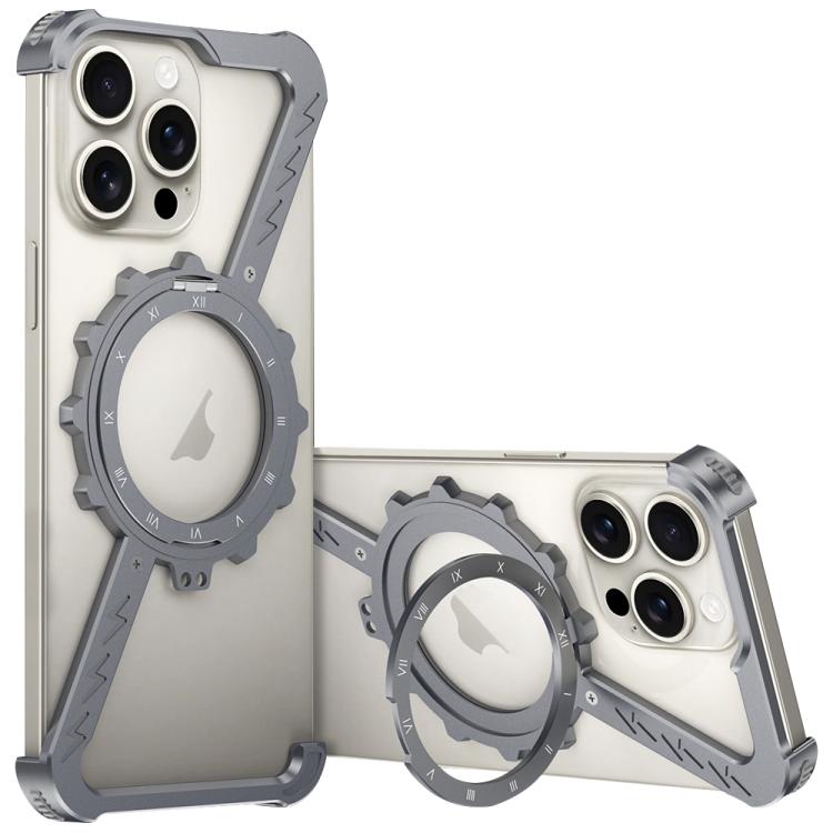 For iPhone 13 Pro Max Z-shaped Frameless Metal 360 Holder MagSafe Phone Case(Space Grey) - iPhone 13 Pro Max Cases by PMc TechLife | Online Shopping South Africa | PMc TechLife | Buy Now Pay Later Mobicred