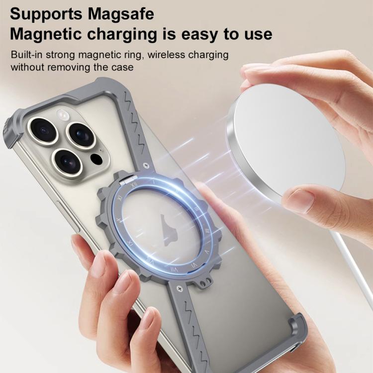 For iPhone 13 Pro Max Z-shaped Frameless Metal 360 Holder MagSafe Phone Case(Space Grey) - iPhone 13 Pro Max Cases by PMc TechLife | Online Shopping South Africa | PMc TechLife | Buy Now Pay Later Mobicred