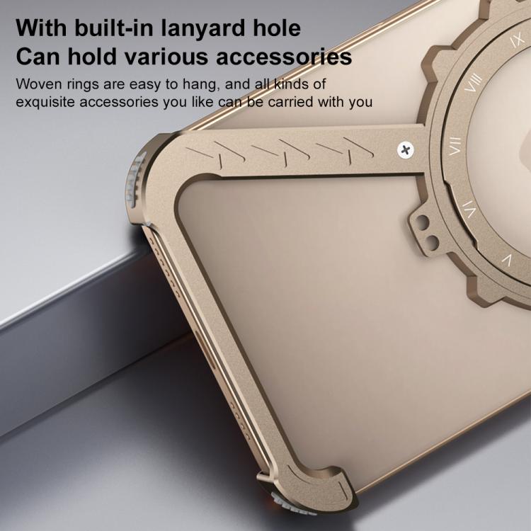 For iPhone 14 Z-shaped Frameless Metal 360 Holder MagSafe Phone Case(Space Silver) - iPhone 14 Cases by PMc TechLife | Online Shopping South Africa | PMc TechLife | Buy Now Pay Later Mobicred