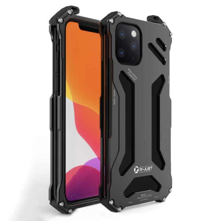 For iPhone 12 / 12 Pro R-JUST Shockproof Armor Metal Protective Case(Black) - iPhone 12 / 12 Pro Cases by R-JUST | Online Shopping South Africa | PMC Jewellery