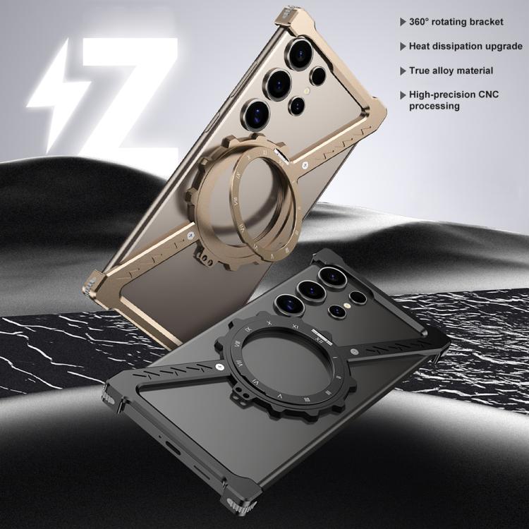 For Samsung Galaxy S25 Ultra 5G Z-shaped Frameless Metal 360 Holder MagSafe Phone Case(Space Silver) - Galaxy S25 Ultra 5G Cases by PMc TechLife | Online Shopping South Africa | PMc TechLife | Buy Now Pay Later Mobicred