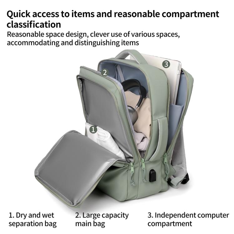 P960 Large Capacity Water Resistant Fashionable Backpack(Green) - Backpack by PMC TechLife | Online Shopping South Africa | PMC TechLife | Buy Now Pay Later Mobicred