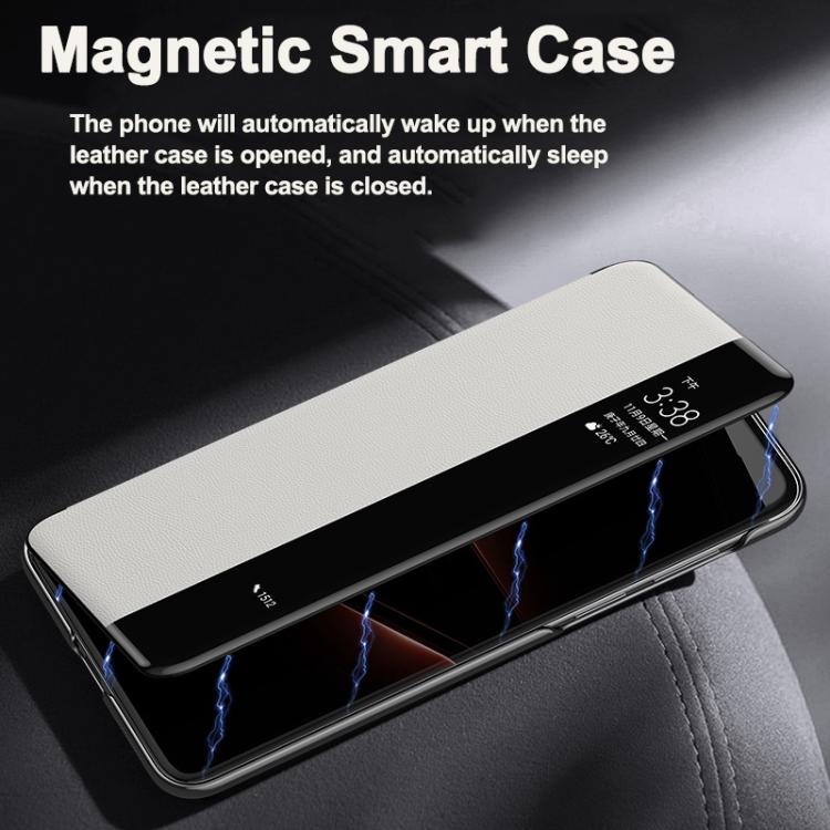 For Huawei Mate 60 Pro Smart View Window Imitation Ultimate Design Phone Case(White) - Huawei Cases by PMC TechLife | Online Shopping South Africa | PMC TechLife | Buy Now Pay Later Mobicred