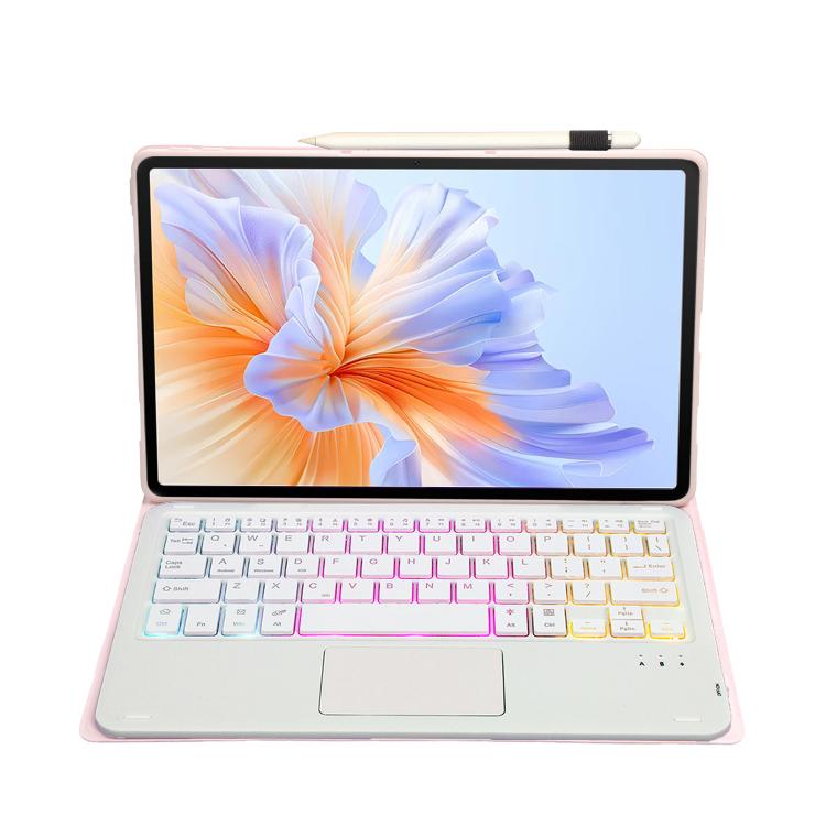 For Honor Pad V9 AH27-AS Ultra-thin Detachable Backlight Bluetooth Keyboard Leather Tablet Case with Touchpad(Pink White) - Huawei Keyboard by PMC TechLife | Online Shopping South Africa | PMC TechLife | Buy Now Pay Later Mobicred