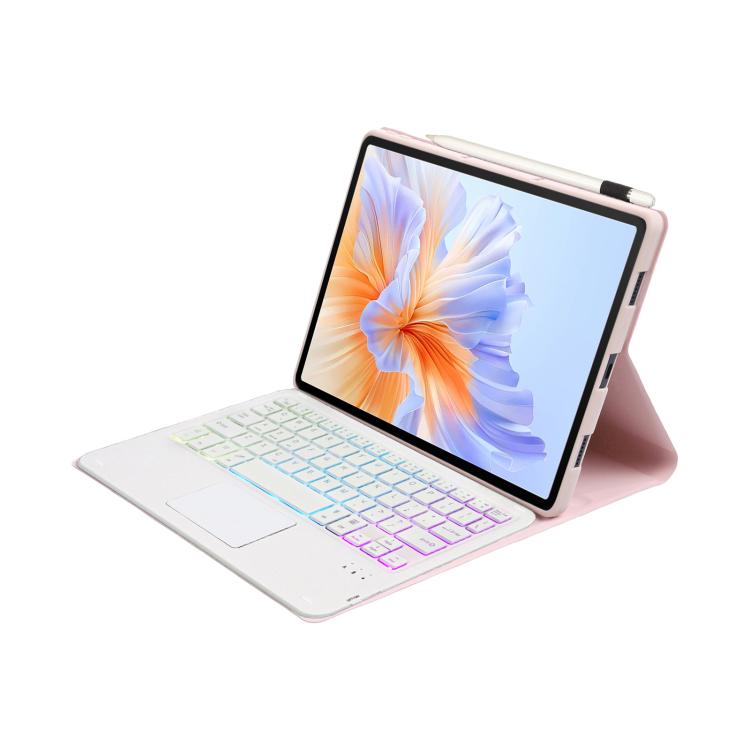 For Honor Pad V9 AH27-AS Ultra-thin Detachable Backlight Bluetooth Keyboard Leather Tablet Case with Touchpad(Pink White) - Huawei Keyboard by PMC TechLife | Online Shopping South Africa | PMC TechLife | Buy Now Pay Later Mobicred