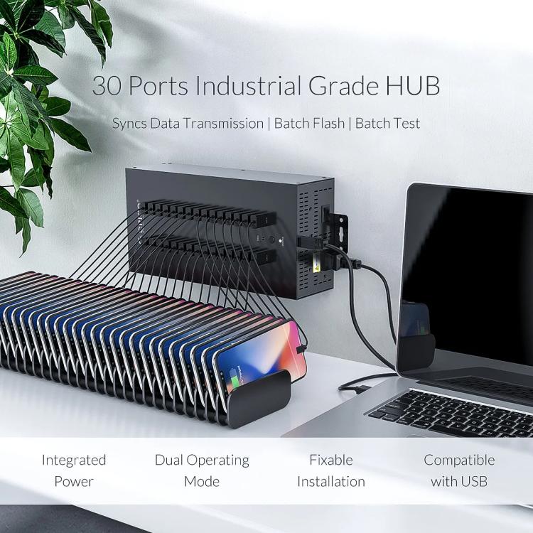 ORICO IH30P Industrial Grade 30 Ports USB 2.0 Hub, Plug:UK Plug(Black) - free shipping - PMC TechLife - Order now!