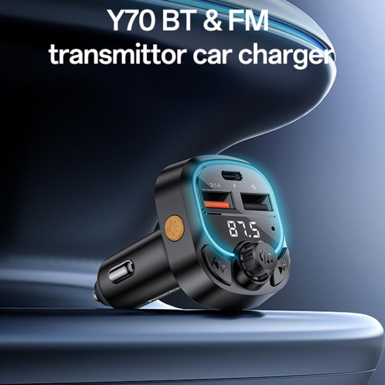 Yesido Y70 Car Bluetooth FM Transmitter(Black) - Bluetooth Car Kits by Yesido | Online Shopping South Africa | PMC Jewellery | Buy Now Pay Later Mobicred