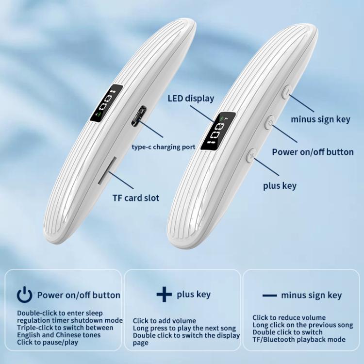 QY10-B Bone Conduction Bluetooth 5.3  Sleep Speaker(White) - free shipping - PMC TechLife - Order now!