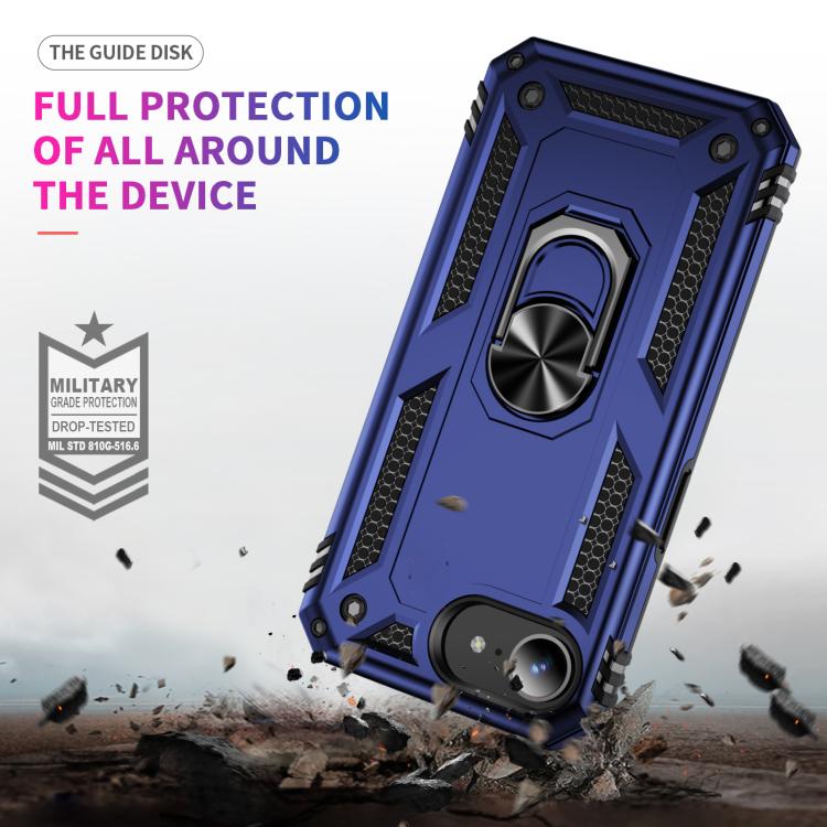 For iPhone 16e Shockproof TPU Hybrid PC Phone Case with Holder(Blue) - iPhone 16e Cases by PMC TechLife | Online Shopping South Africa | PMC TechLife | Buy Now Pay Later Mobicred