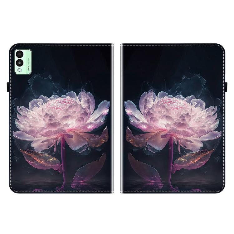 For Tecno Megapad 11 Crystal Texture Painted Leather Tablet Case(Purple Peony) - Others by PMC TechLife | Online Shopping South Africa | PMC TechLife | Buy Now Pay Later Mobicred