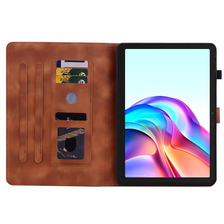 For Tecno Megapad 11 Lily Embossed Leather Tablet Case(Brown) - Others by PMC TechLife | Online Shopping South Africa | PMC TechLife | Buy Now Pay Later Mobicred