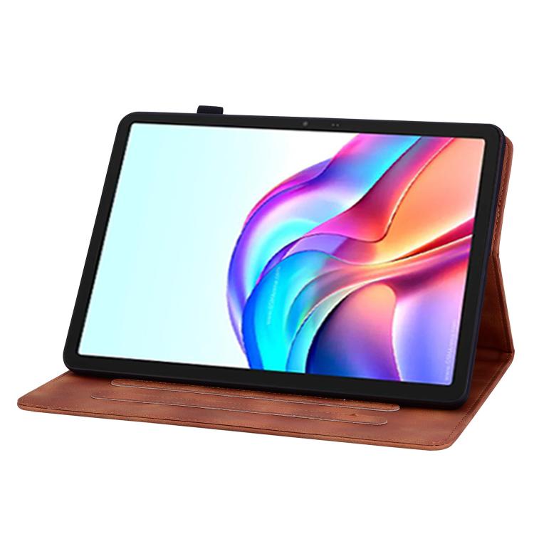 For Tecno Megapad 11 Lily Embossed Leather Tablet Case(Brown) - Others by PMC TechLife | Online Shopping South Africa | PMC TechLife | Buy Now Pay Later Mobicred