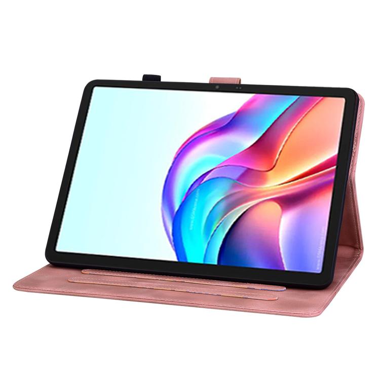 For Tecno Megapad 11 Lily Embossed Leather Tablet Case(Pink) - Others by PMC TechLife | Online Shopping South Africa | PMC TechLife | Buy Now Pay Later Mobicred
