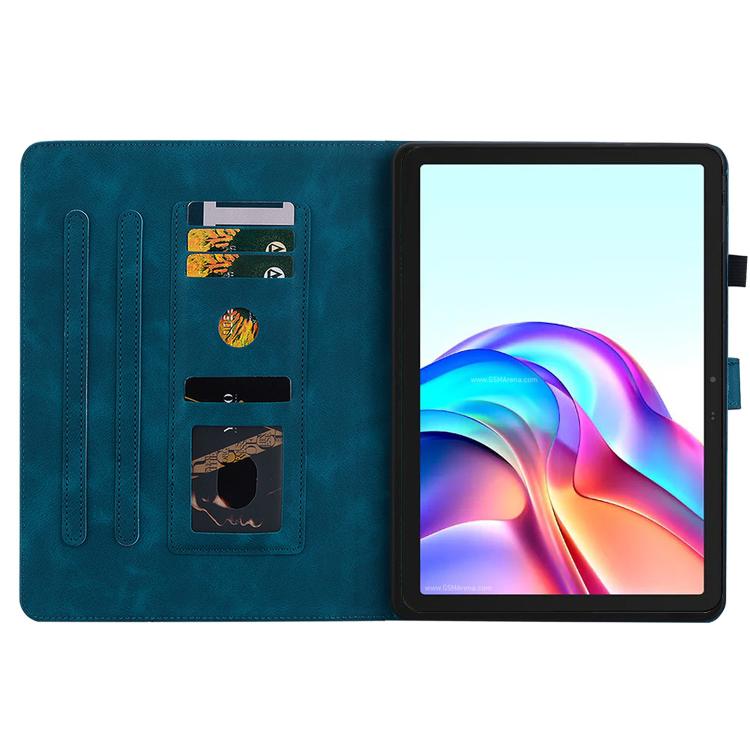 For Tecno Megapad 11 Lily Embossed Leather Tablet Case(Dark Blue) - Others by PMC TechLife | Online Shopping South Africa | PMC TechLife | Buy Now Pay Later Mobicred
