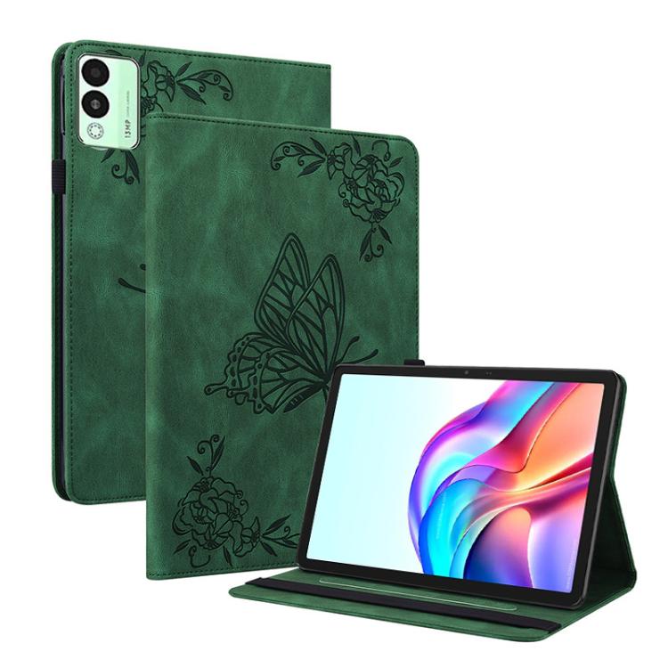 For Tecno Megapad 11 Butterfly Flower Embossed Leather Tablet Case(Green) - Others by PMC TechLife | Online Shopping South Africa | PMC TechLife | Buy Now Pay Later Mobicred