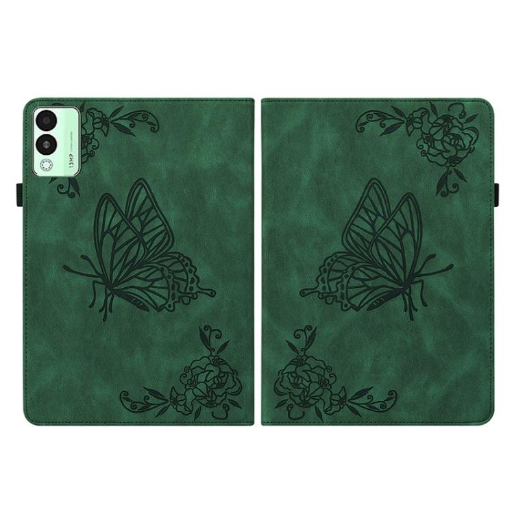 For Tecno Megapad 11 Butterfly Flower Embossed Leather Tablet Case(Green) - Others by PMC TechLife | Online Shopping South Africa | PMC TechLife | Buy Now Pay Later Mobicred