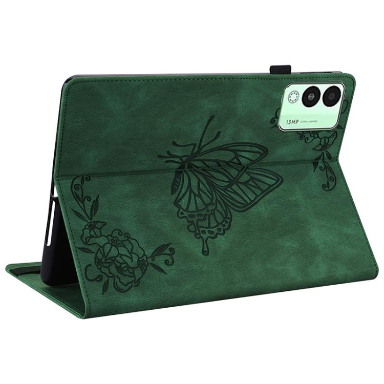 For Tecno Megapad 11 Butterfly Flower Embossed Leather Tablet Case(Green) - Others by PMC TechLife | Online Shopping South Africa | PMC TechLife | Buy Now Pay Later Mobicred