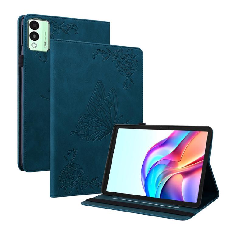 For Tecno Megapad 11 Butterfly Flower Embossed Leather Tablet Case(Blue) - Others by PMC TechLife | Online Shopping South Africa | PMC TechLife | Buy Now Pay Later Mobicred