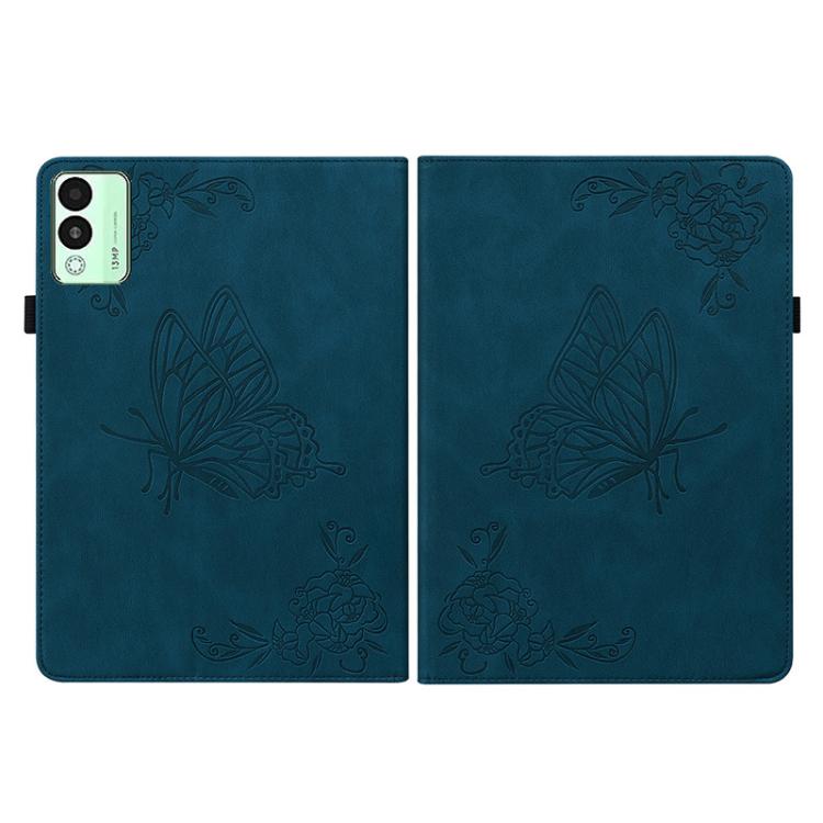 For Tecno Megapad 11 Butterfly Flower Embossed Leather Tablet Case(Blue) - Others by PMC TechLife | Online Shopping South Africa | PMC TechLife | Buy Now Pay Later Mobicred