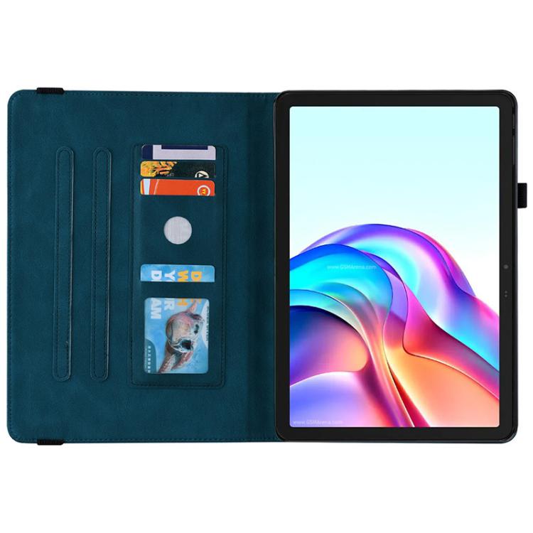 For Tecno Megapad 11 Butterfly Flower Embossed Leather Tablet Case(Blue) - Others by PMC TechLife | Online Shopping South Africa | PMC TechLife | Buy Now Pay Later Mobicred