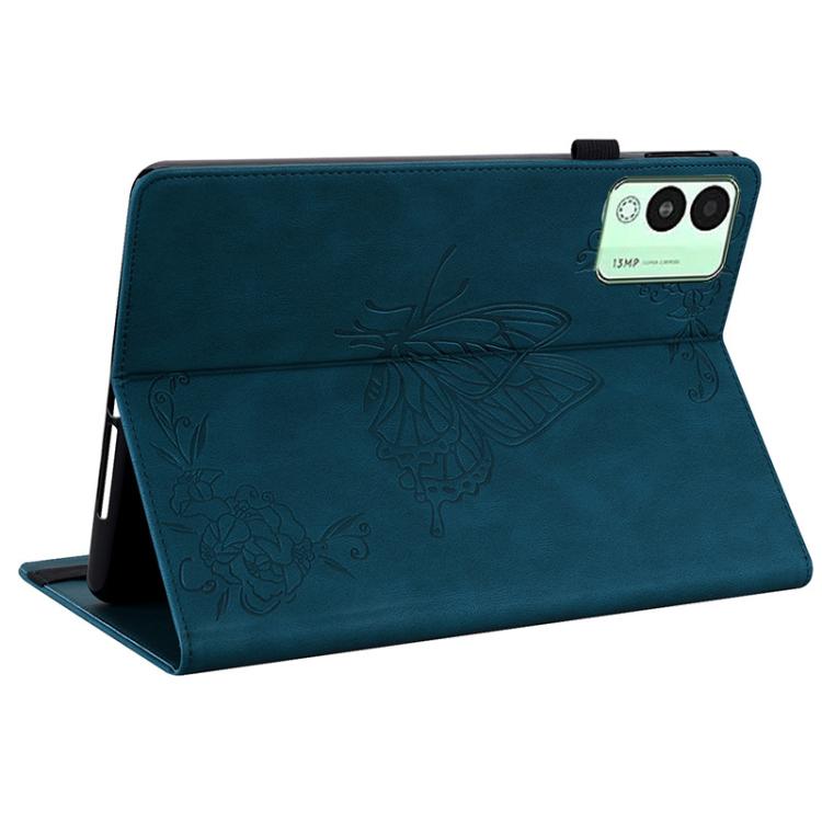 For Tecno Megapad 11 Butterfly Flower Embossed Leather Tablet Case(Blue) - Others by PMC TechLife | Online Shopping South Africa | PMC TechLife | Buy Now Pay Later Mobicred