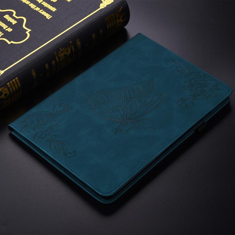 For Tecno Megapad 11 Butterfly Flower Embossed Leather Tablet Case(Blue) - Others by PMC TechLife | Online Shopping South Africa | PMC TechLife | Buy Now Pay Later Mobicred