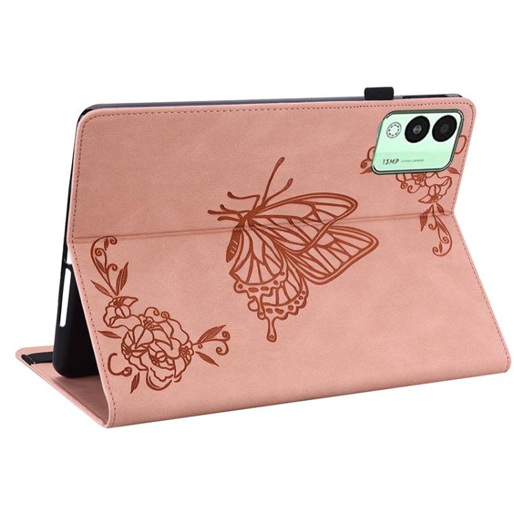 For Tecno Megapad 11 Butterfly Flower Embossed Leather Tablet Case(Rose Gold) - Others by PMC TechLife | Online Shopping South Africa | PMC TechLife | Buy Now Pay Later Mobicred