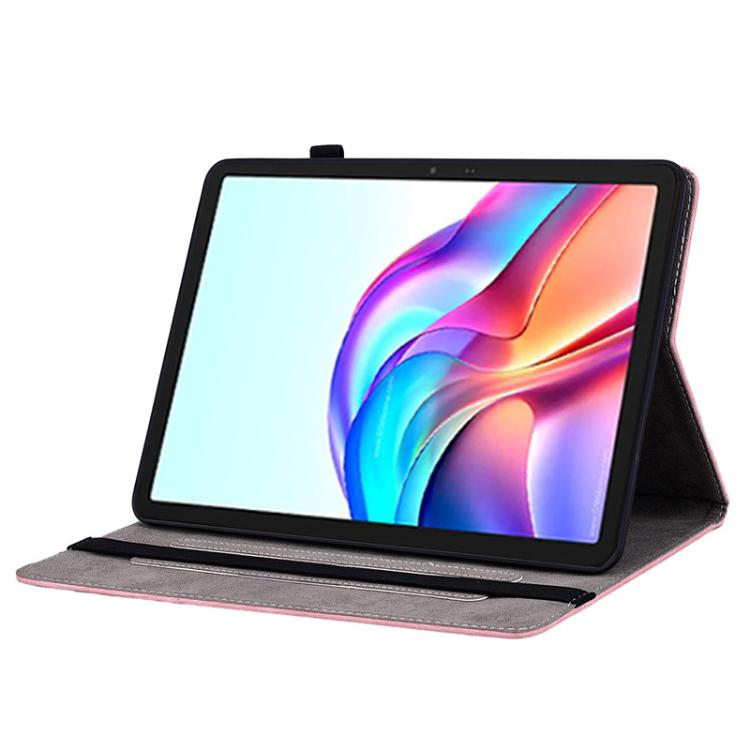 For Tecno Megapad 11 Butterfly Rose Embossed Leather Tablet Case(Pink) - Others by PMC TechLife | Online Shopping South Africa | PMC TechLife | Buy Now Pay Later Mobicred