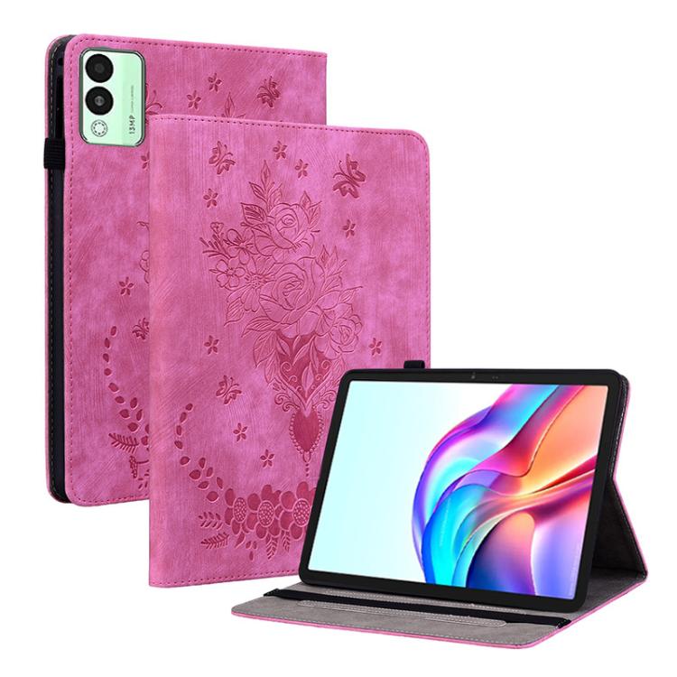 For Tecno Megapad 11 Butterfly Rose Embossed Leather Tablet Case(Rose Red) - Others by PMC TechLife | Online Shopping South Africa | PMC TechLife | Buy Now Pay Later Mobicred