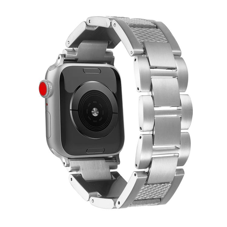 For Apple Watch 42mm / 41mm / 40mm / 38mm Wave Thread 3-bead Stainless Steel Watch Band(Silver) - free shipping - PMc TechLife - Order now!