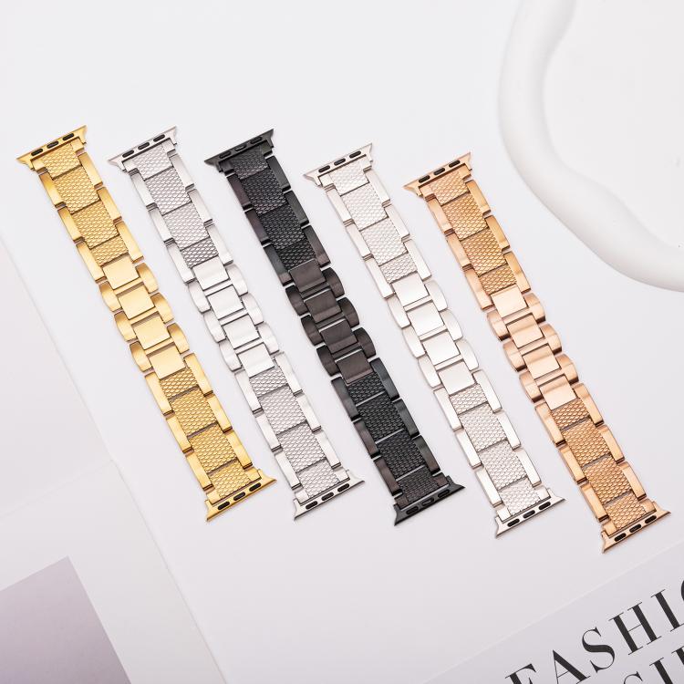 For Apple Watch 46mm / 49mm / 45mm / 44mm Wave Thread 3-bead Stainless Steel Watch Band(Silver) - free shipping - PMc TechLife - Order now!