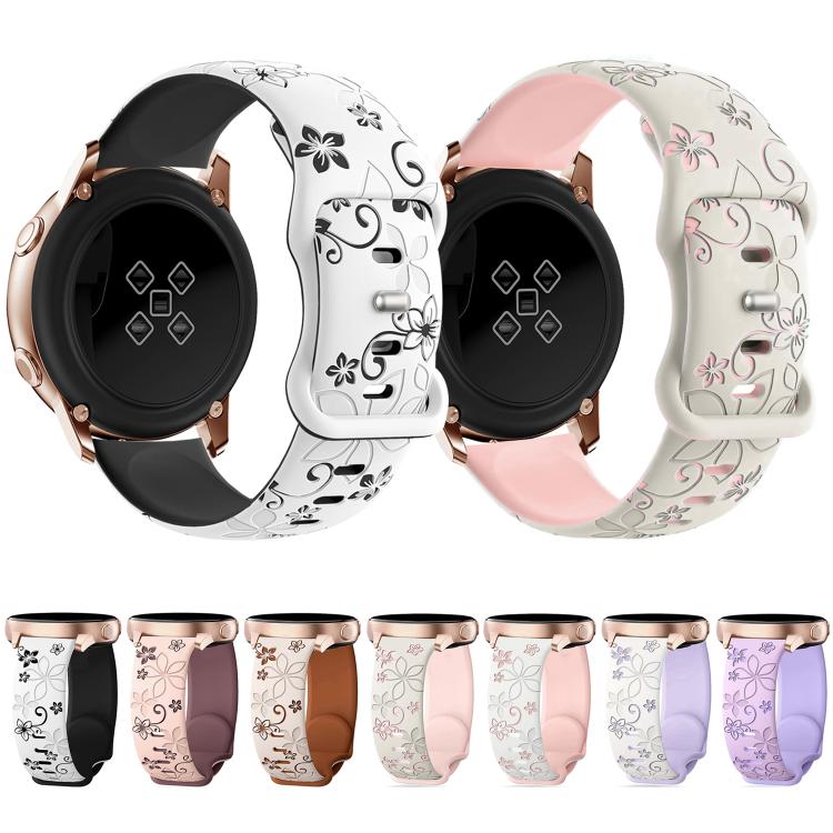 20mm Two Color Bauhinia Embossed Silicone Watch Band(White Purple) - 20mm Bands by PMc TechLife | Online Shopping South Africa | PMc TechLife | Buy Now Pay Later Mobicred