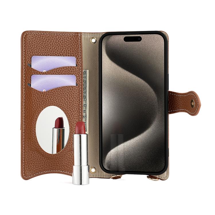 For Sharp Aquos wish4 Crossbody Chain Fishtail Litchi Leather Phone Case(Brown) - More Brand by PMC TechLife | Online Shopping South Africa | PMC TechLife | Buy Now Pay Later Mobicred