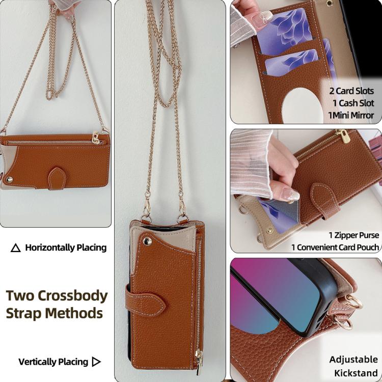For Sharp Aquos wish4 Crossbody Chain Fishtail Litchi Leather Phone Case(Brown) - More Brand by PMC TechLife | Online Shopping South Africa | PMC TechLife | Buy Now Pay Later Mobicred