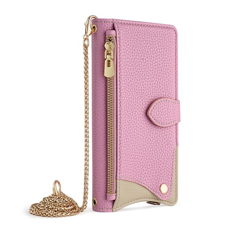For Sharp Aquos wish4 Crossbody Chain Fishtail Litchi Leather Phone Case(Pink) - More Brand by PMC TechLife | Online Shopping South Africa | PMC TechLife | Buy Now Pay Later Mobicred