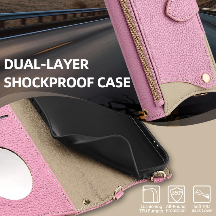 For Sharp Aquos wish4 Crossbody Chain Fishtail Litchi Leather Phone Case(Pink) - More Brand by PMC TechLife | Online Shopping South Africa | PMC TechLife | Buy Now Pay Later Mobicred