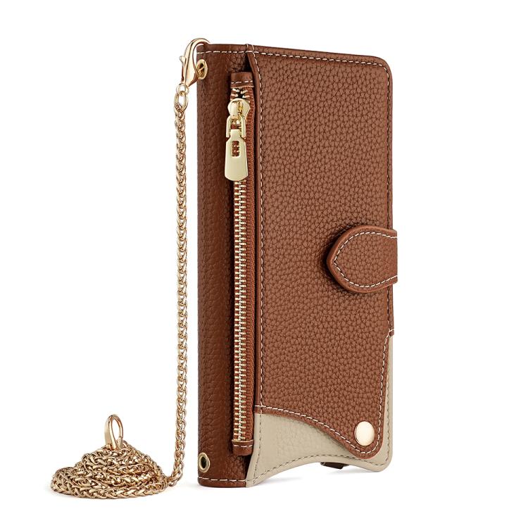 For Google Pixel 6a Crossbody Chain Fishtail Litchi Leather Phone Case(Brown) - Google Cases by PMC TechLife | Online Shopping South Africa | PMC TechLife | Buy Now Pay Later Mobicred