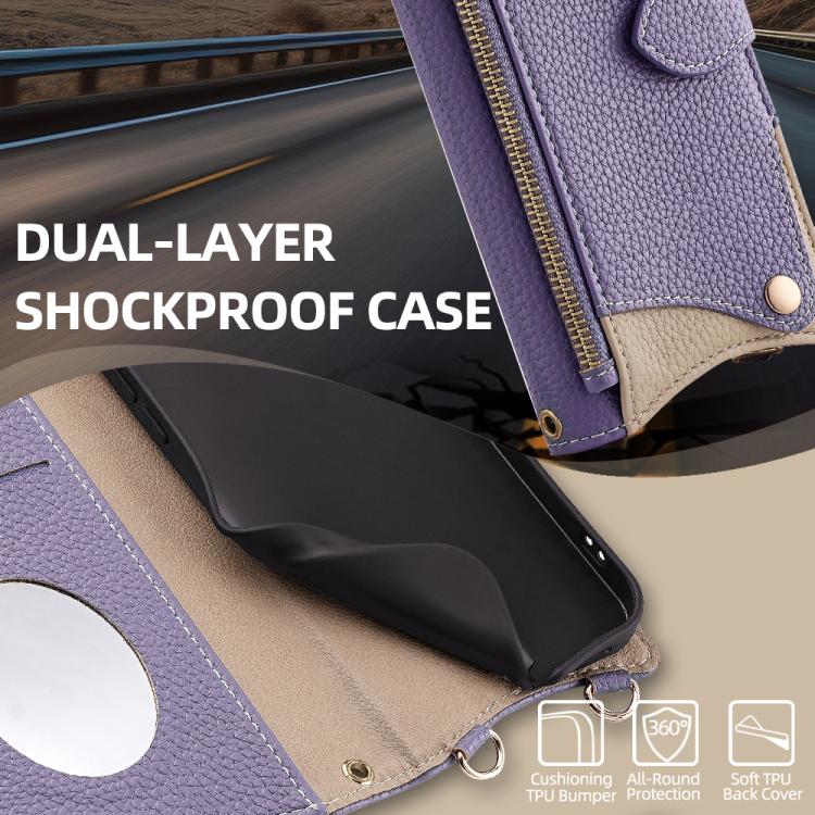 For Google Pixel 6a Crossbody Chain Fishtail Litchi Leather Phone Case(Purple) - Google Cases by PMC TechLife | Online Shopping South Africa | PMC TechLife | Buy Now Pay Later Mobicred