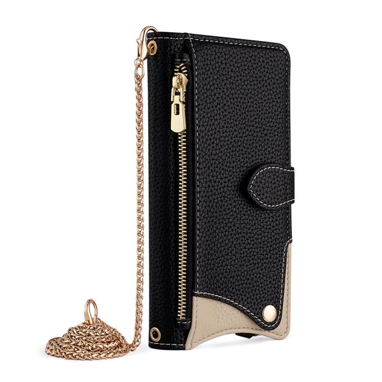 For Tecno Camon 30 Pro Crossbody Chain Fishtail Litchi Leather Phone Case(Black) - Tecno Cases by PMC TechLife | Online Shopping South Africa | PMC TechLife | Buy Now Pay Later Mobicred