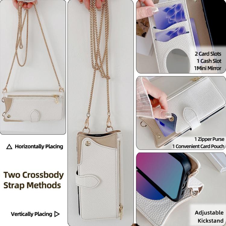 For Tecno Camon 30 Pro Crossbody Chain Fishtail Litchi Leather Phone Case(White) - free shipping - PMC TechLife - Order now!