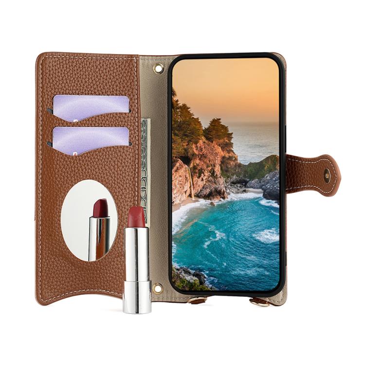 For Motorola Edge 50 Pro Crossbody Chain Fishtail Litchi Leather Phone Case(Brown) - Motorola Cases by PMC TechLife | Online Shopping South Africa | PMC TechLife | Buy Now Pay Later Mobicred