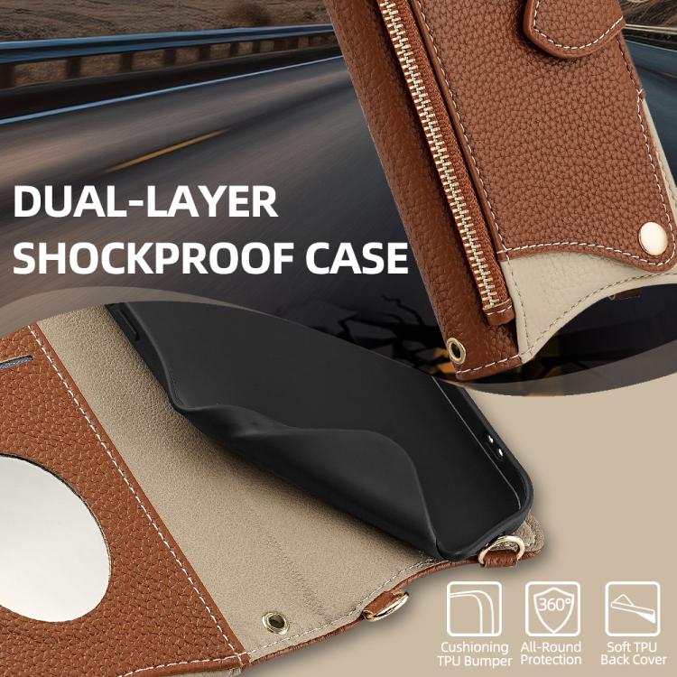 For Motorola Edge 50 Pro Crossbody Chain Fishtail Litchi Leather Phone Case(Brown) - Motorola Cases by PMC TechLife | Online Shopping South Africa | PMC TechLife | Buy Now Pay Later Mobicred